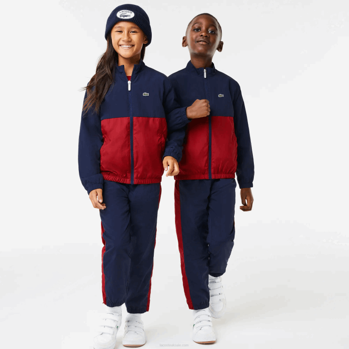 Lacoste High-Neck Colorblock Jacket 646T3219 Navy Blue Bordeaux LUB Kids