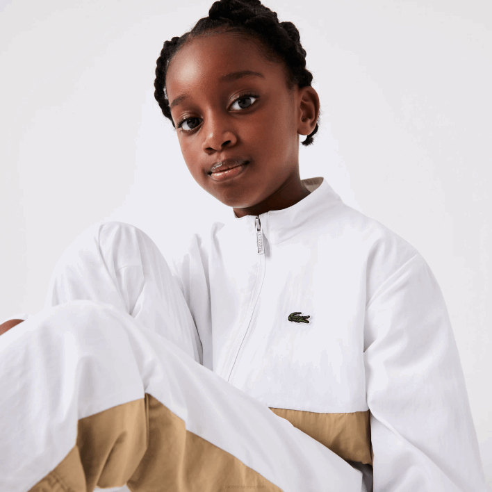 Lacoste High-Neck Colorblock Jacket 646T3220 White Beige WN5 Kids