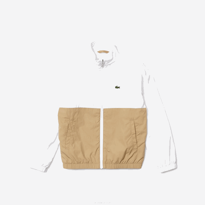 Lacoste High-Neck Colorblock Jacket 646T3220 White Beige WN5 Kids