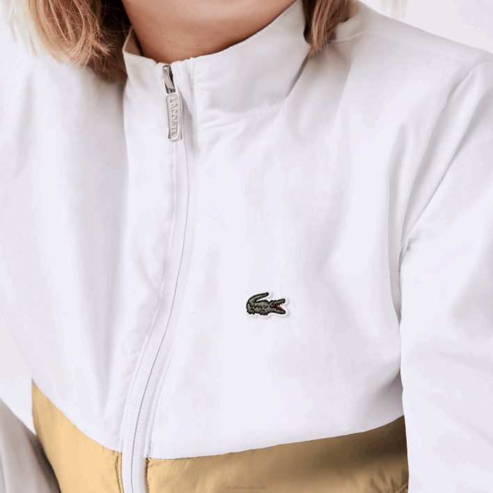 Lacoste High-Neck Colorblock Jacket 646T3220 White Beige WN5 Kids