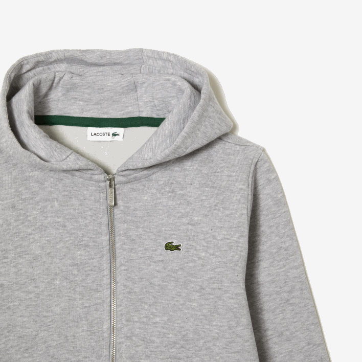 Lacoste Kangaroo Pocket Hooded Zip Sweatshirt 646T3191 Grey Chine CCA Kids