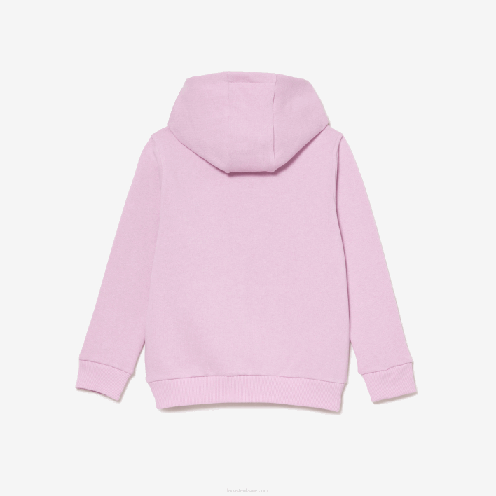 Lacoste Kangaroo Pocket Hooded Zip Sweatshirt 646T3252 Pink Z4H Kids