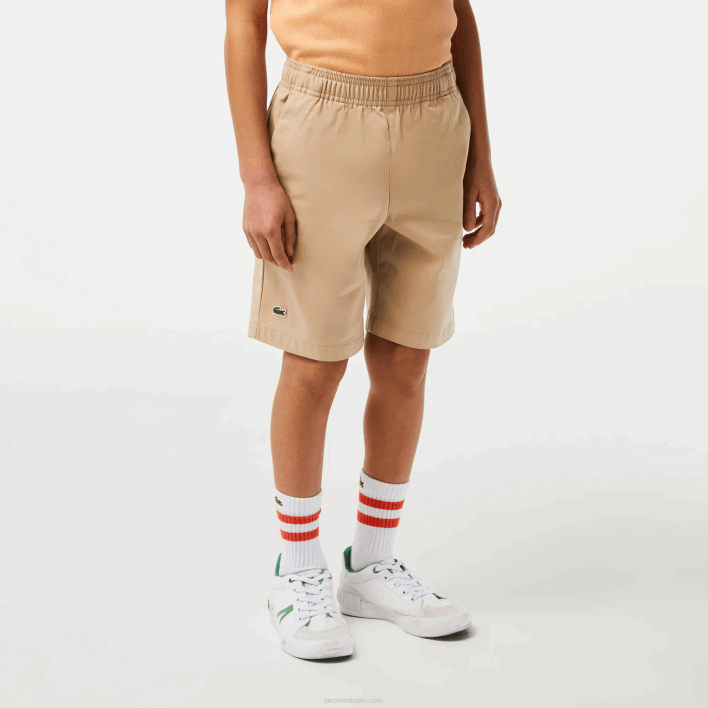 Lacoste Lightweight Cotton Gabardine Bermuda Shorts 646T3107 Beige WU7 Boys