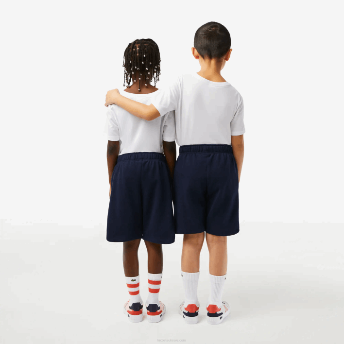 Lacoste Organic Brushed Cotton Fleece Shorts 646T3100 Navy Blue 166 Kids