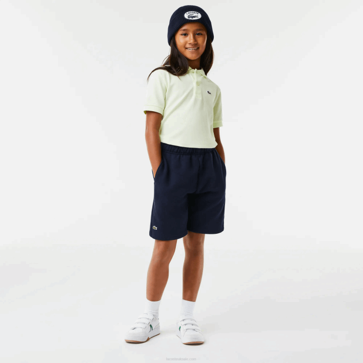 Lacoste Organic Brushed Cotton Fleece Shorts 646T3100 Navy Blue 166 Kids