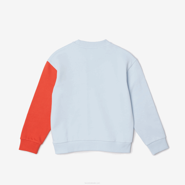 Lacoste Organic Cotton Colorblock Sweatshirt 646T3048 Light Blue Orange White EDZ Kids