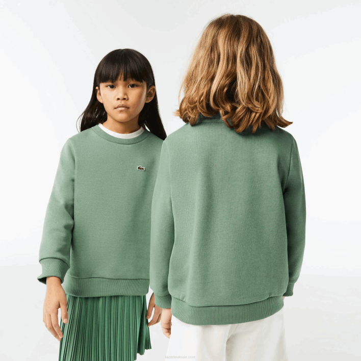 Lacoste Organic Cotton Flannel Sweatshirt 646T3052 Khaki Green KX5 Kids