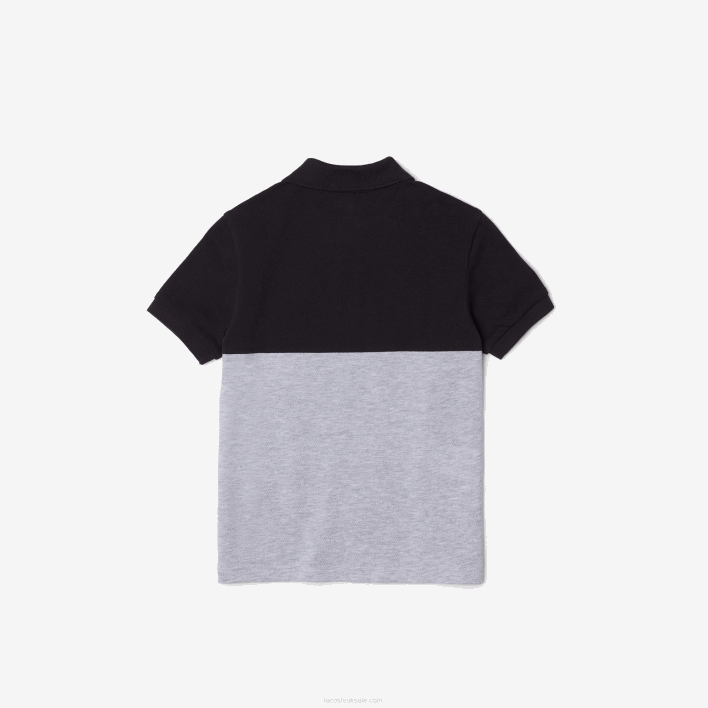 Lacoste Organic Cotton Pique Colorblock Polo 646T3038 Navy Blue Grey Chine E6A Kids