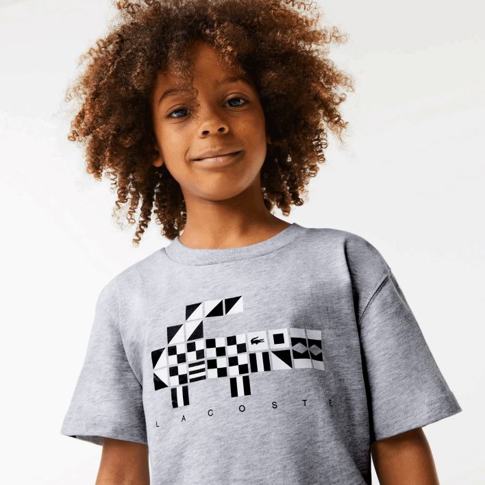 Lacoste Oversized Nautical Style T-Shirt 646T3143 Grey Chine CCA Kids