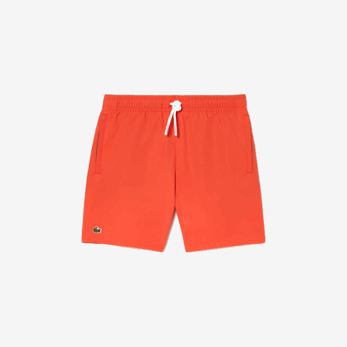 Lacoste Quick-Dry Solid Swim Shorts 646T3104 Orange Green WIG Boys