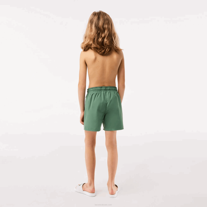 Lacoste Quick-Dry Solid Swim Shorts 646T3105 Khaki Green WIJ Boys
