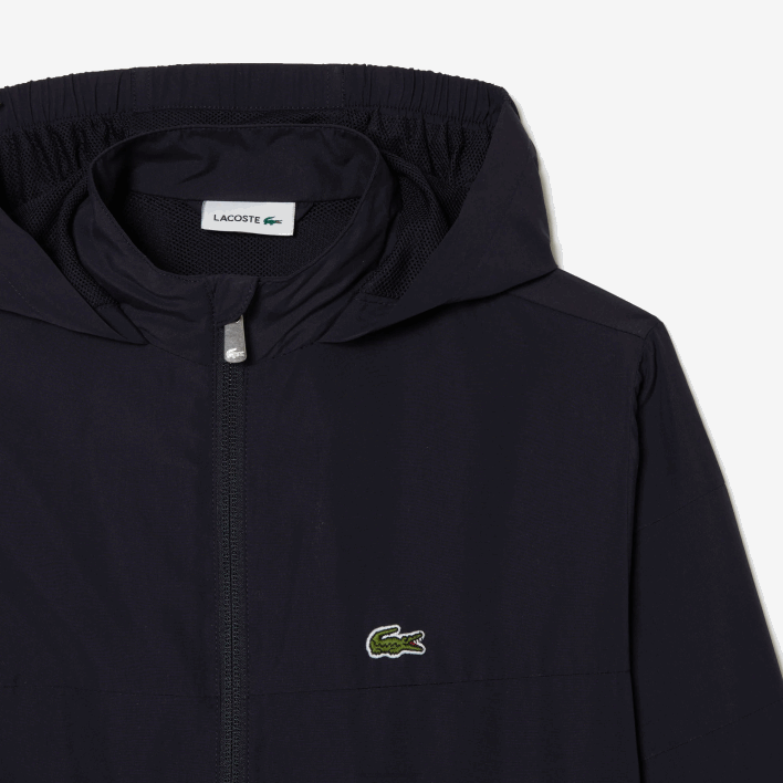 Lacoste Recycled Polyester Zipped Hooded Jacket 646T3053 Navy Blue HDE Kids