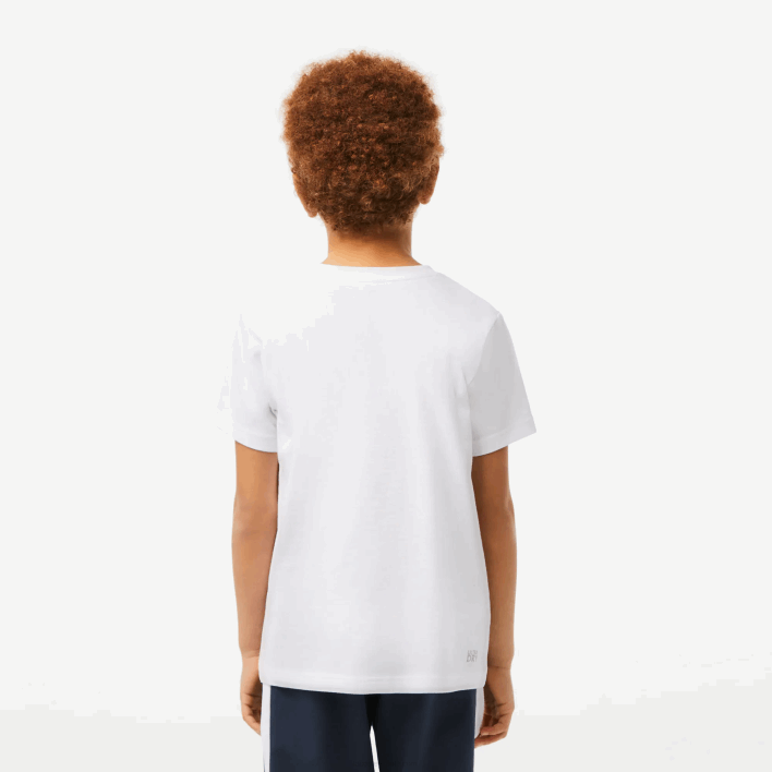 Lacoste SPORT Breathable Cotton Blend T-Shirt 646T3027 White 001 Boys