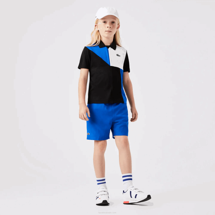 Lacoste SPORT Color-Block Tennis Polo 646T3150 Black Blue White 7KE Kids
