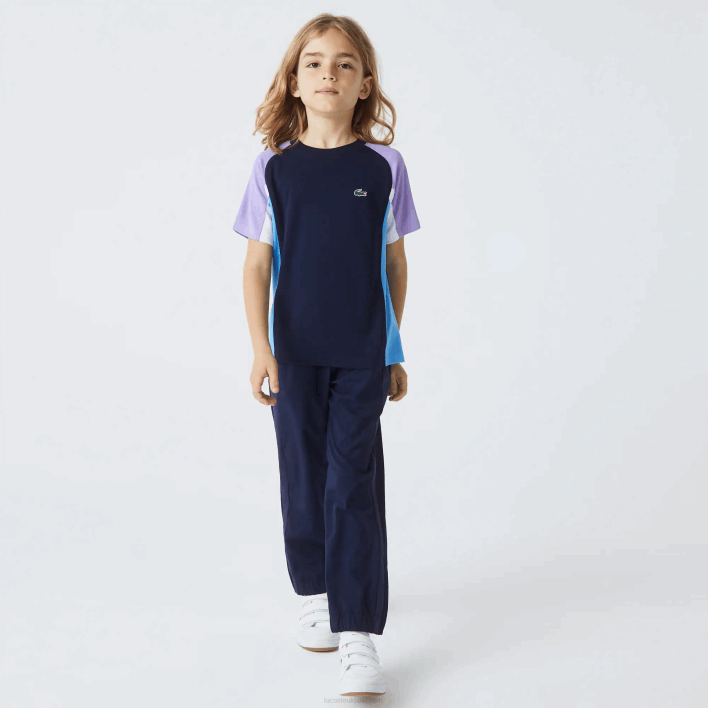Lacoste SPORT Color-Block Tennis T-Shirt 646T3153 Navy Blue Purple White Blue 5XJ Kids