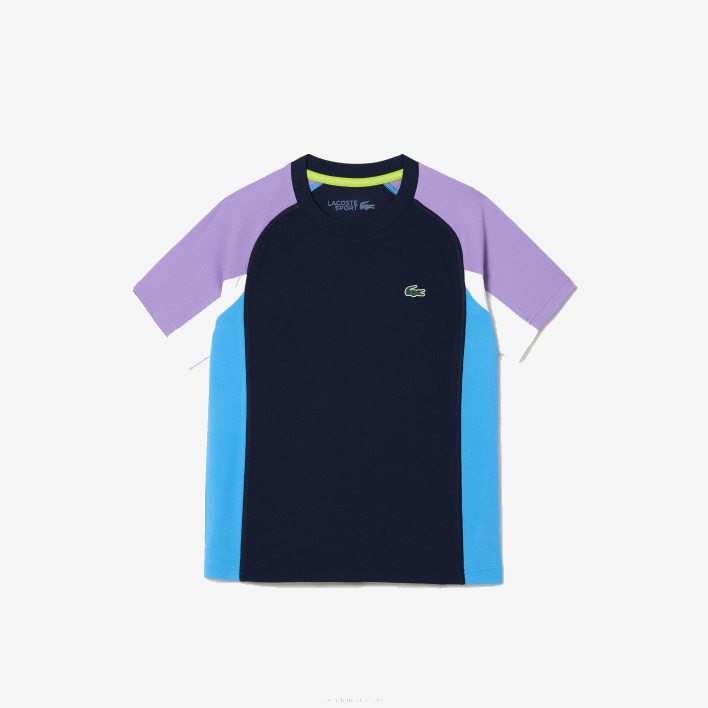 Lacoste SPORT Color-Block Tennis T-Shirt 646T3153 Navy Blue Purple White Blue 5XJ Kids