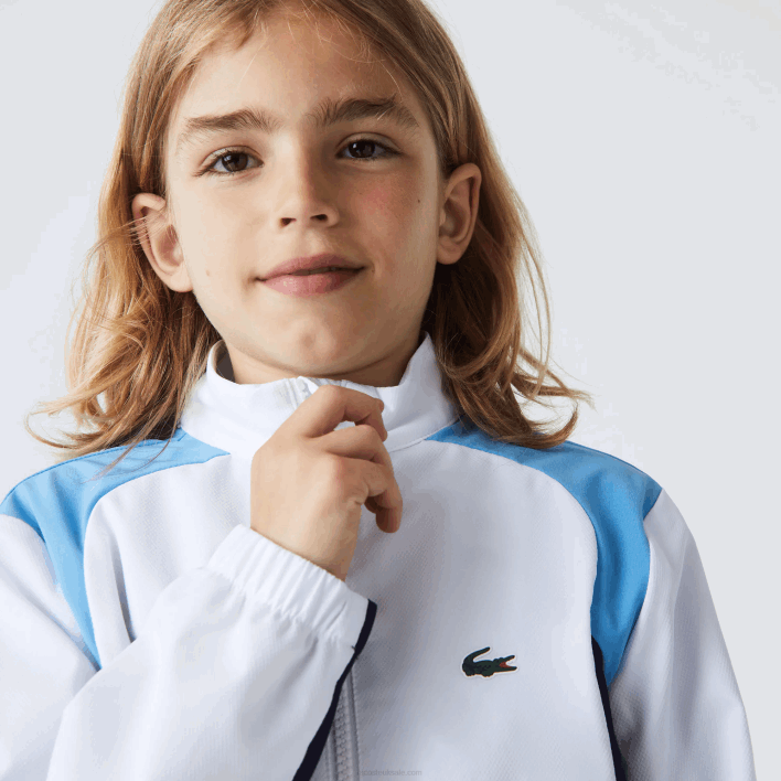 Lacoste SPORT Color-Block Tennis Tracksuit 646T3185 White Navy Blue Purple 6HU Kids