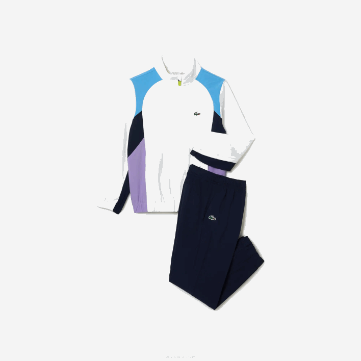 Lacoste SPORT Color-Block Tennis Tracksuit 646T3185 White Navy Blue Purple 6HU Kids