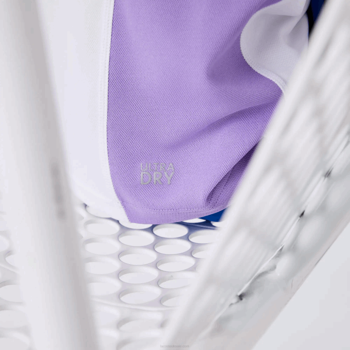 Lacoste SPORT Regular Fit Mesh Detail Tennis Polo 646T3168 White Navy Blue Purple 6HU Boys