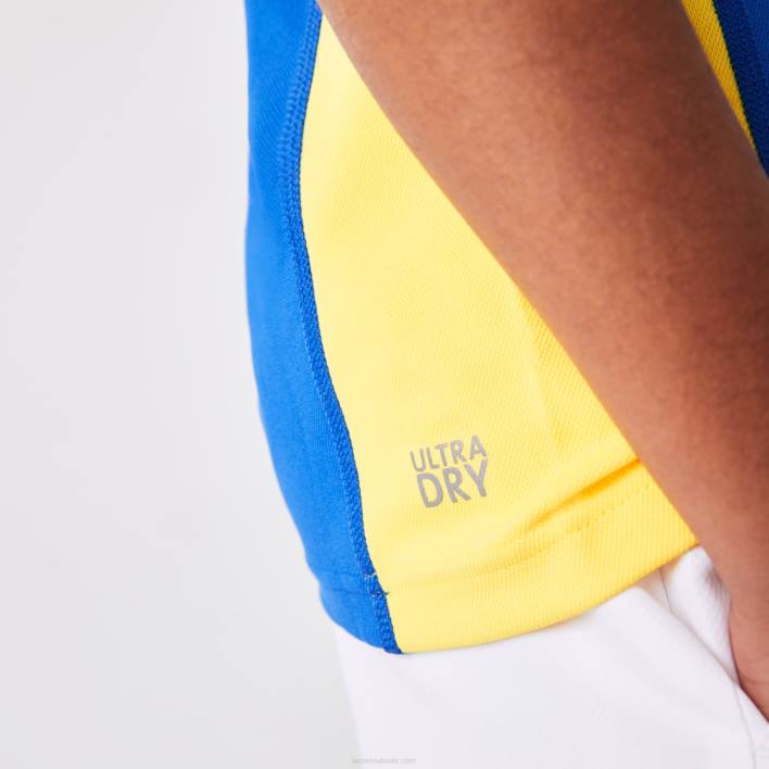 Lacoste SPORT Regular Fit Mesh Detail Tennis Polo 646T3169 Green Blue Yellow Y31 Boys