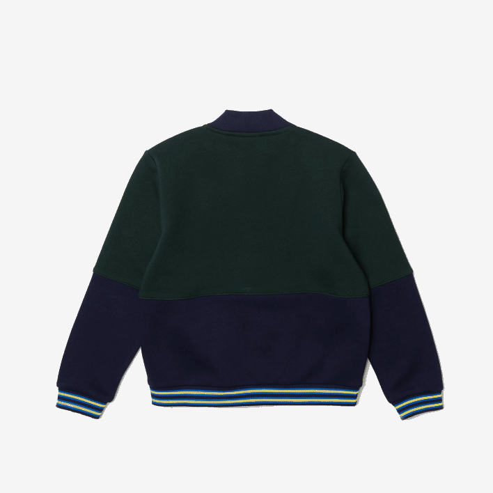 Lacoste Striped Organic Cotton Varsity Jacket 646T3247 Navy Blue Green 7QK Boys