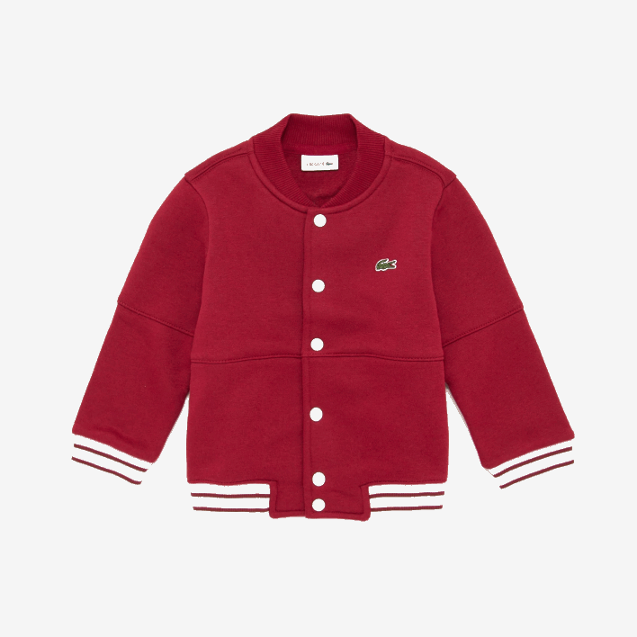 Lacoste Striped Organic Cotton Varsity Jacket 646T3248 Bordeaux Pink 9E1 Boys
