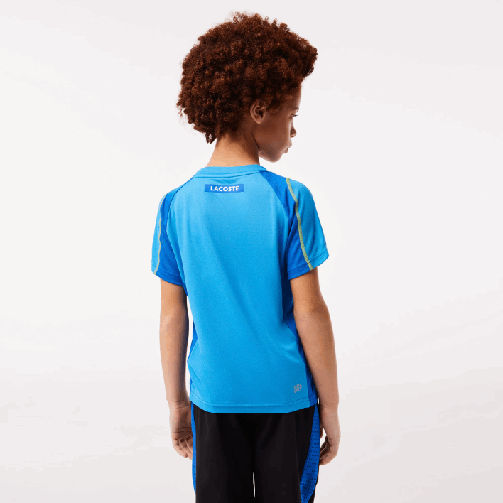 Lacoste Tennis Colorblock Pique T-Shirt 646T3009 Blue Yellow CDD Boys