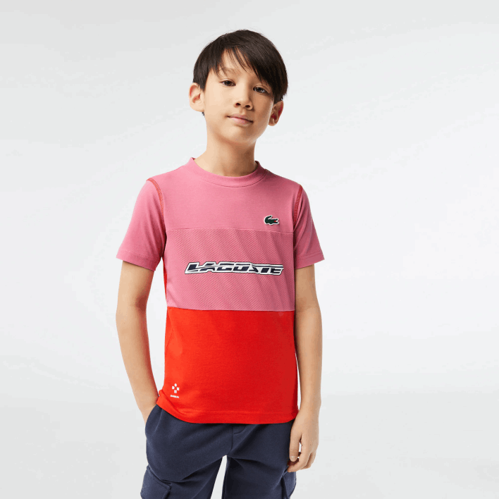Lacoste Tennis x Daniil Medvedev Jersey T-Shirt 646T3004 Pink Red Blue C1Y Boys