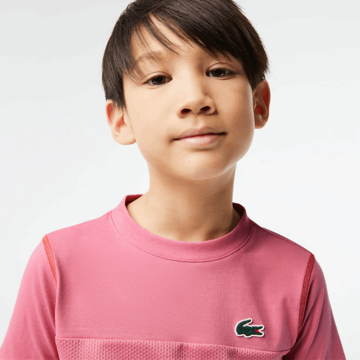 Lacoste Tennis x Daniil Medvedev Jersey T-Shirt 646T3004 Pink Red Blue C1Y Boys