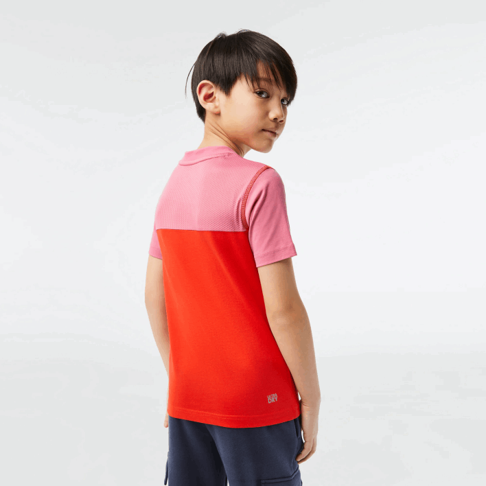 Lacoste Tennis x Daniil Medvedev Jersey T-Shirt 646T3004 Pink Red Blue C1Y Boys