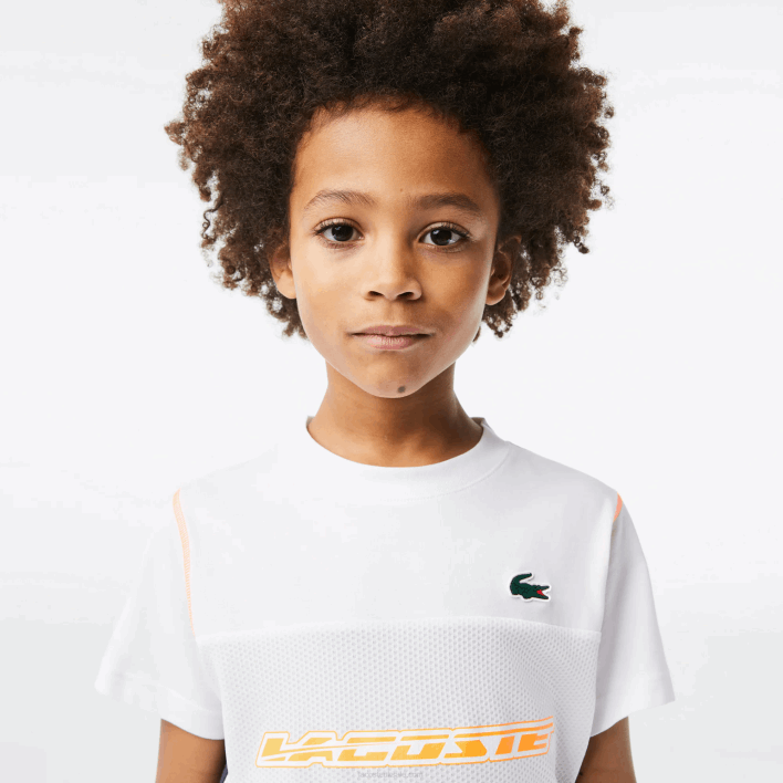 Lacoste Tennis x Daniil Medvedev Jersey T-Shirt 646T3005 White Blue Orange WYI Boys