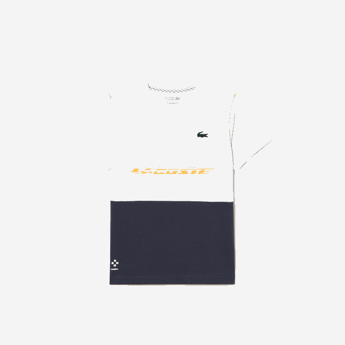 Lacoste Tennis x Daniil Medvedev Jersey T-Shirt 646T3005 White Blue Orange WYI Boys