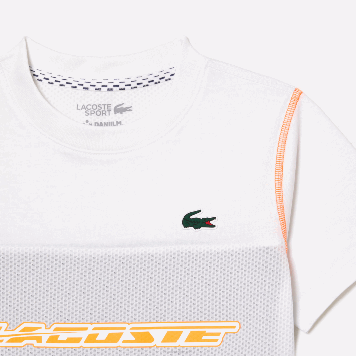 Lacoste Tennis x Daniil Medvedev Jersey T-Shirt 646T3005 White Blue Orange WYI Boys