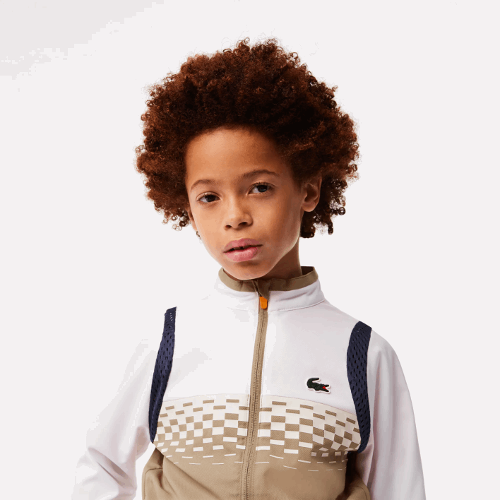 Lacoste Tennis x Daniil Medvedev Jogger Set 646T3042 Beige White Blue Orange WRI Boys