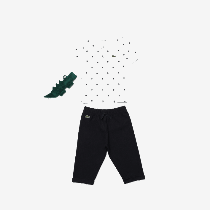 Lacoste Toy And Organic Cotton Pajamas Box Set 646T2984 Navy Blue White 525 Kids
