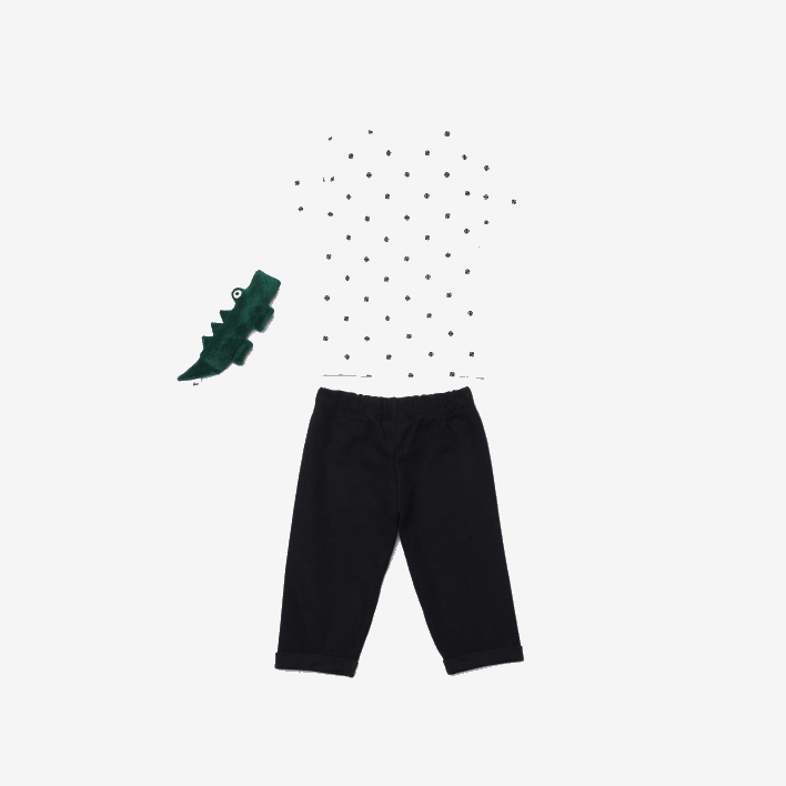 Lacoste Toy And Organic Cotton Pajamas Box Set 646T2984 Navy Blue White 525 Kids