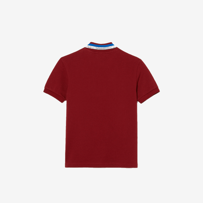 Lacoste Tricolor Collar Cotton Petit Pique Polo 646T2954 Bordeaux White X62 Boys