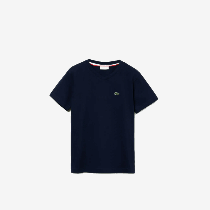 Lacoste V-Neck Cotton T-Shirt 646T3128 Navy Blue 166 Kids