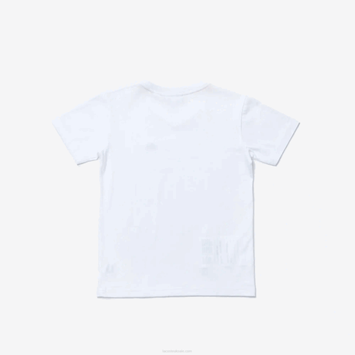 Lacoste V-Neck Cotton T-Shirt 646T3129 White 001 Kids