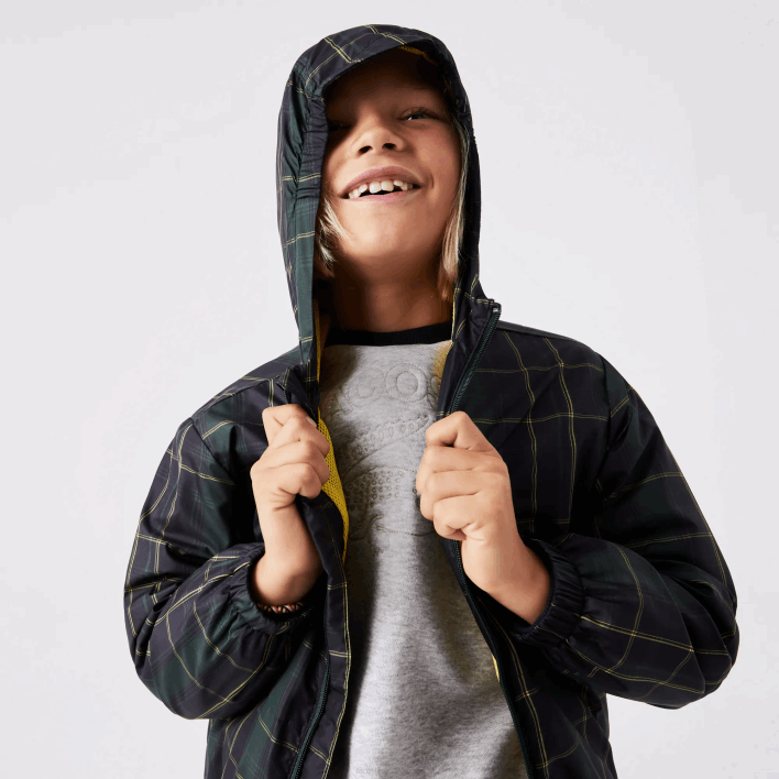 Lacoste Water-Repellent Windbreaker 646T3262 Navy Blue Green Yellow 9DW Kids
