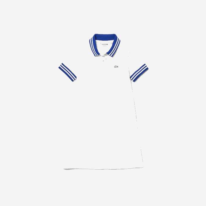 Lacoste Embroidery Pique Polo Dress 646T3295 White Blue NNV Girls