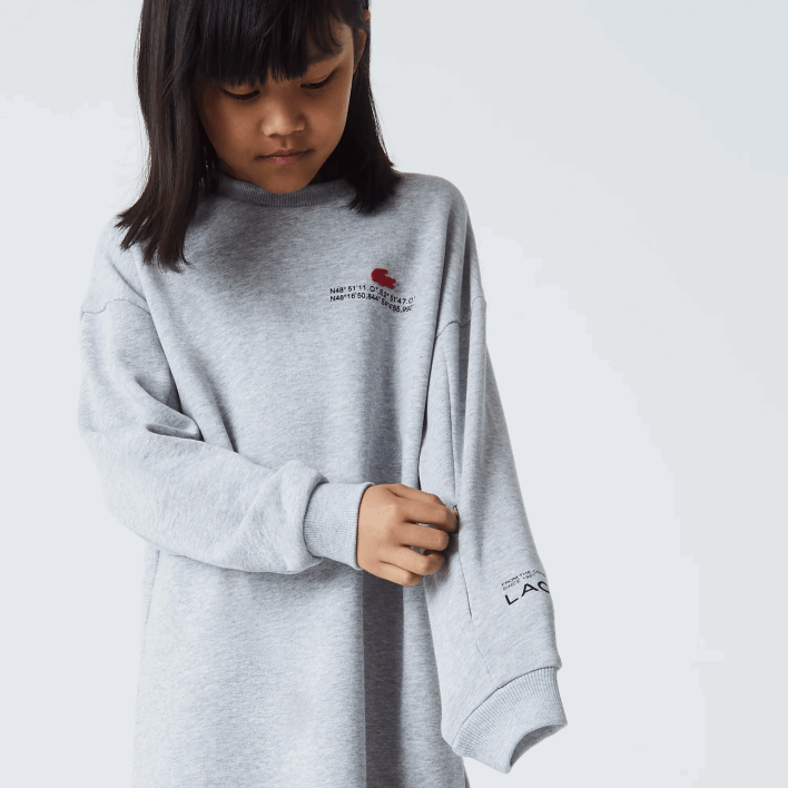 Lacoste Cotton Fleece Sweatshirt Dress 646T3271 Grey Chine CCA Girls