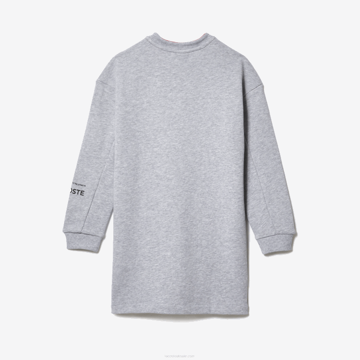 Lacoste Cotton Fleece Sweatshirt Dress 646T3271 Grey Chine CCA Girls