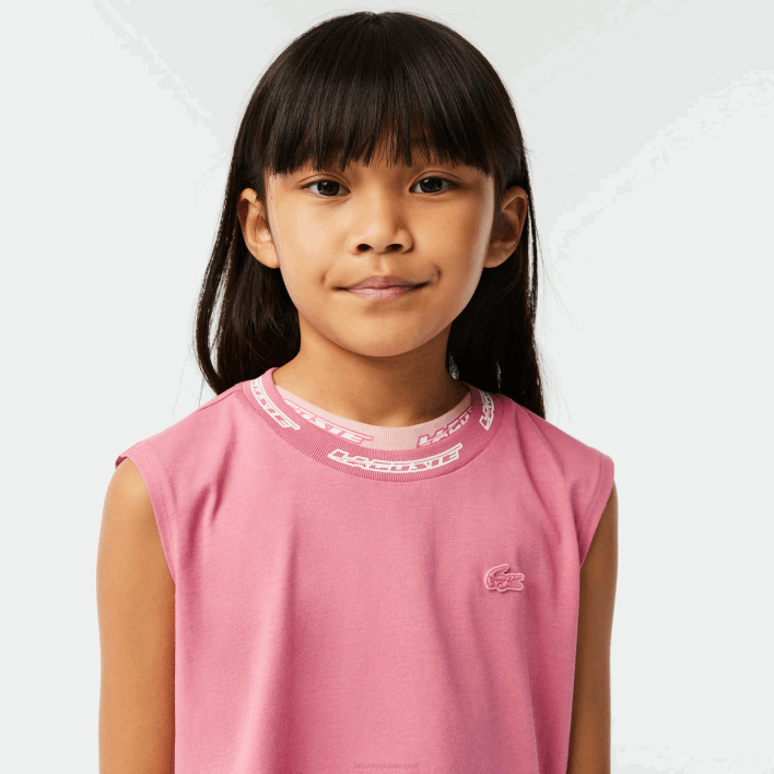 Lacoste Cotton Jersey Sleeveless T-Shirt 646T3017 Pink 2R3 Girls