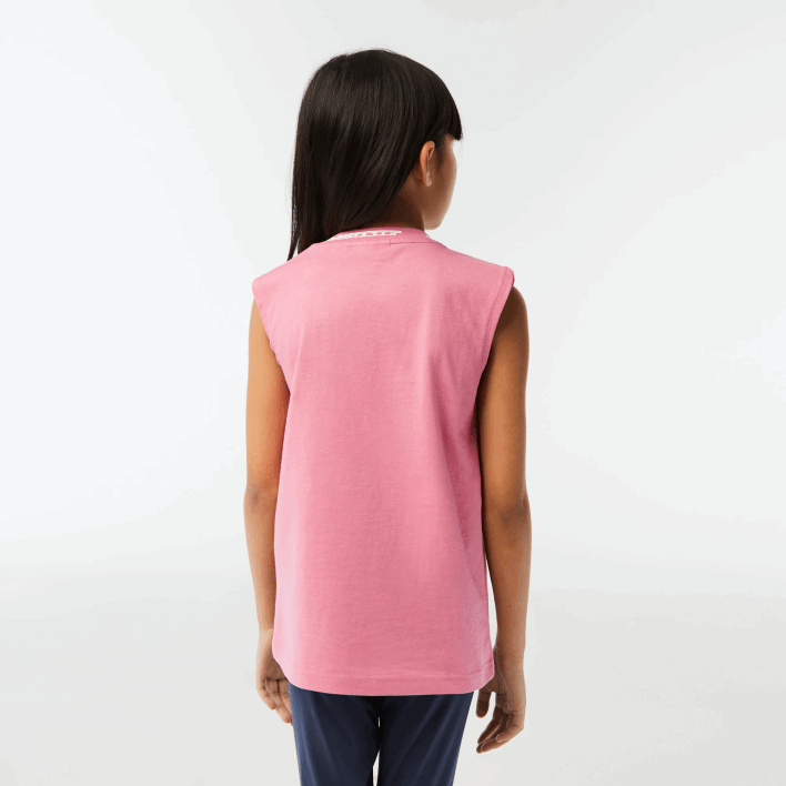 Lacoste Cotton Jersey Sleeveless T-Shirt 646T3017 Pink 2R3 Girls