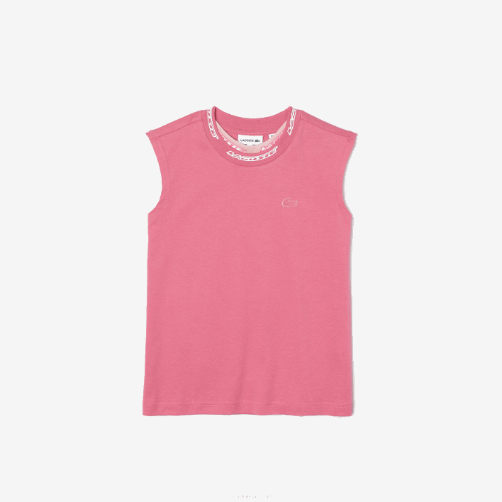 Lacoste Cotton Jersey Sleeveless T-Shirt 646T3017 Pink 2R3 Girls