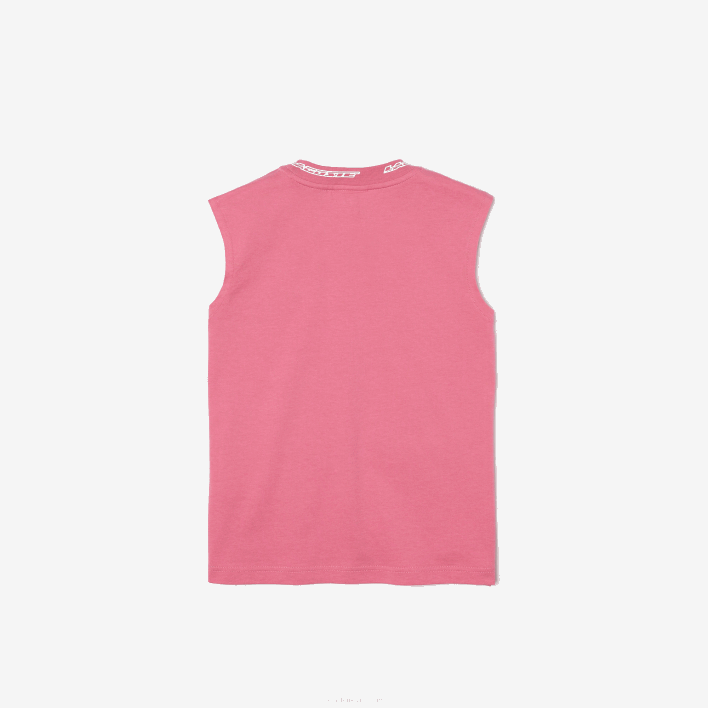 Lacoste Cotton Jersey Sleeveless T-Shirt 646T3017 Pink 2R3 Girls