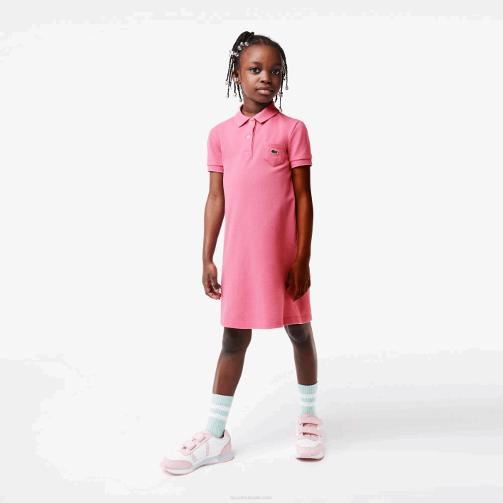 Lacoste Cotton Polo Dress 646T3081 Pink 2R3 Girls