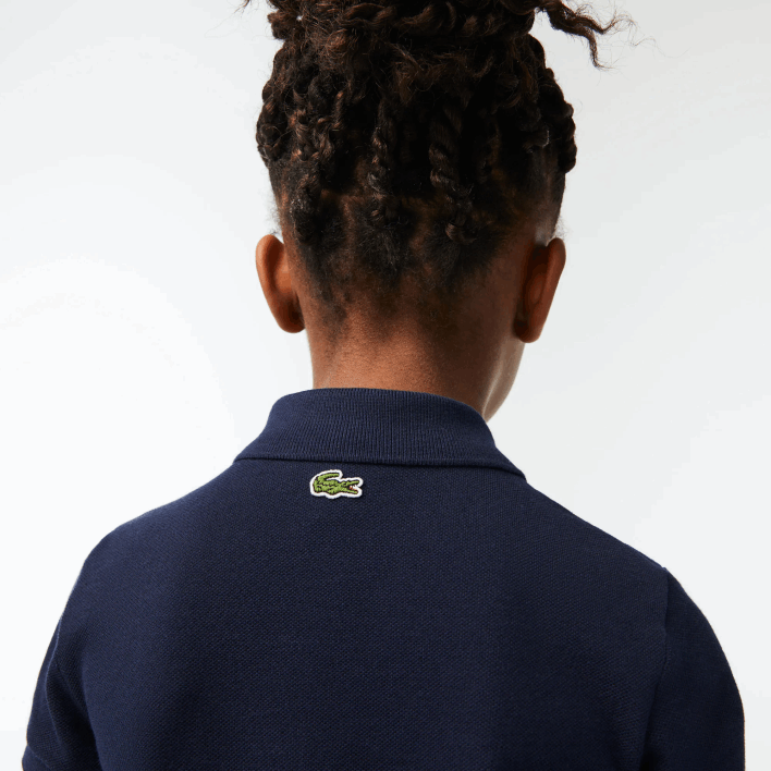Lacoste Holiday Organic Cotton Polo Dress 646T3268 Navy Blue 166 Girls