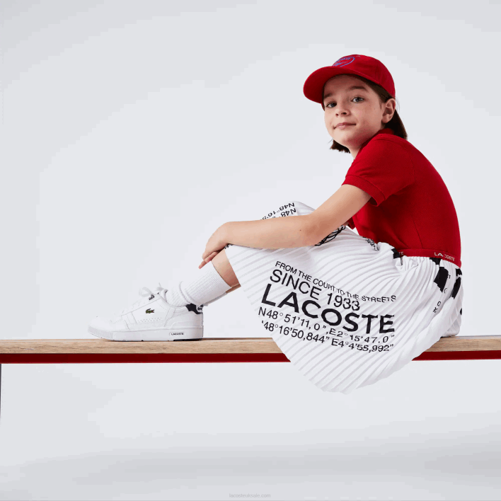 Lacoste Jersey Pleated Skirt 646T3291 White 001 Girls